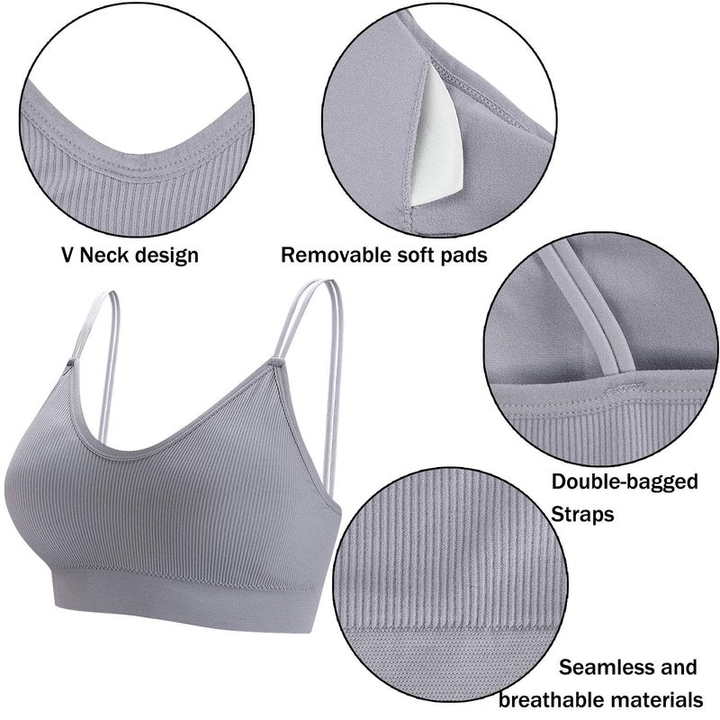 BQTQ 5 Pcs V Neck Tube Top Bra Padded Camisole Bra for Women Seamless Bralettes(XL) - Image 2